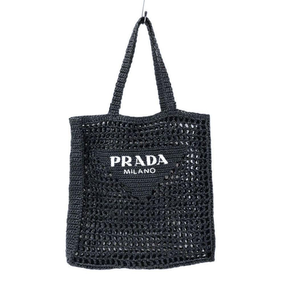 Prada Raffia Tote Bag Black